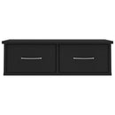 vidaXL fekete szerelt fa falra szerelhető fiókos polc 60x26x18,5 cm