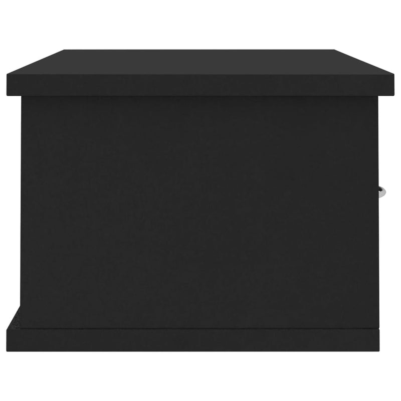 vidaXL fekete szerelt fa falra szerelhető fiókos polc 60x26x18,5 cm