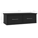 vidaXL fekete szerelt fa falra szerelhető fiókos polc 60x26x18,5 cm