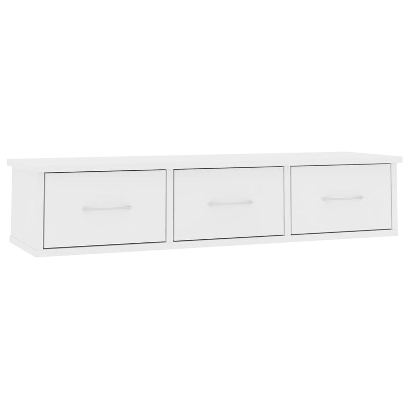 vidaXL fehér falra szerelhető szerelt fa fiókos polc 88 x 26 x 18,5 cm