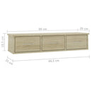 vidaXL sonoma falra szerelhető szerelt fa fiókos polc 88x26x18,5 cm