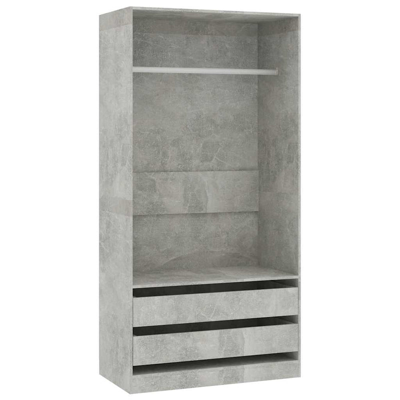 vidaXL betonszürke szerelt fa ruhásszekrény 100 x 50 x 200 cm
