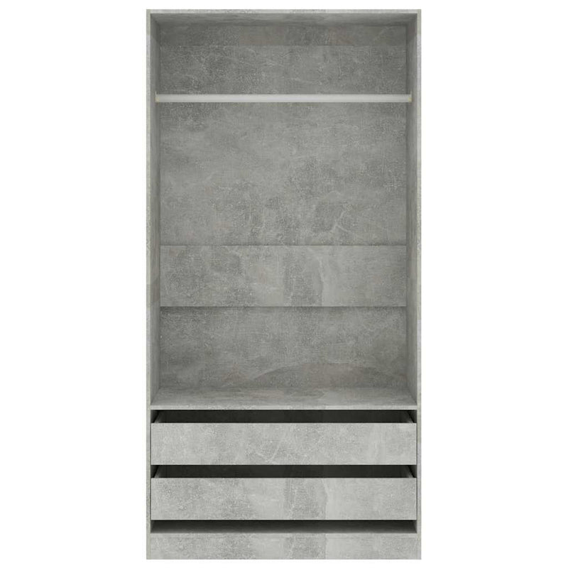 vidaXL betonszürke szerelt fa ruhásszekrény 100 x 50 x 200 cm