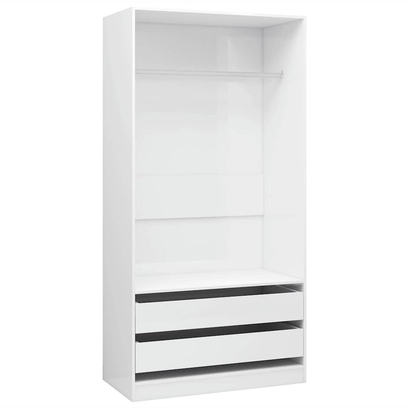 vidaXL magasfényű fehér szerelt fa ruhásszekrény 100 x 50 x 200 cm