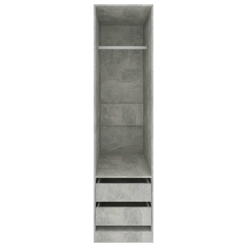 vidaXL betonszürke szerelt fa ruhásszekrény fiókokkal 50 x 50 x 200 cm