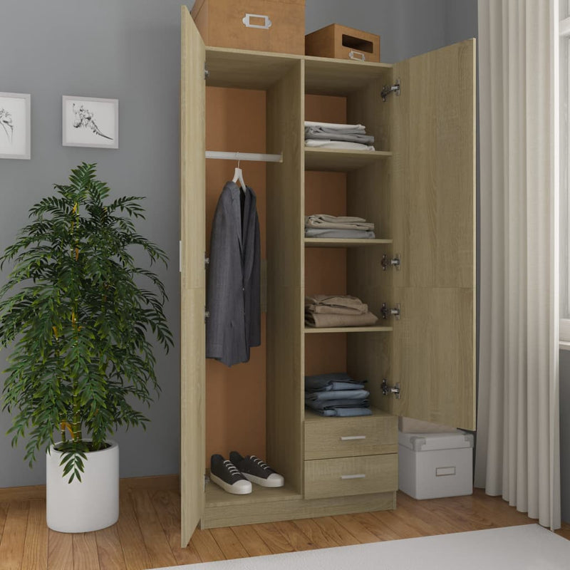 vidaXL sonoma tölgy színű szerelt fa ruhásszekrény 80 x 52 x 180 cm