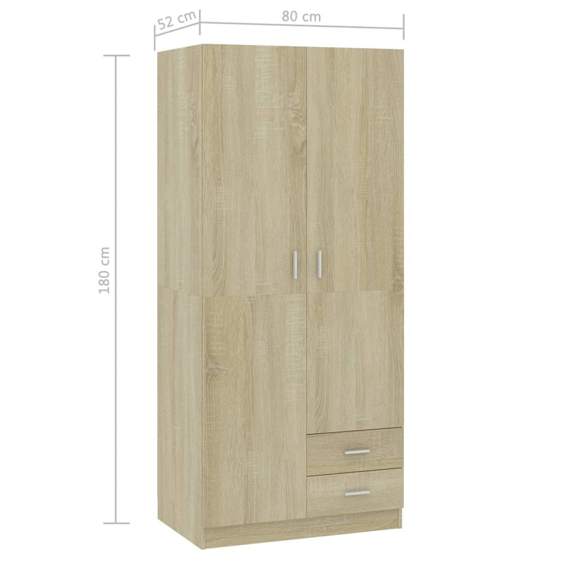 vidaXL sonoma tölgy színű szerelt fa ruhásszekrény 80 x 52 x 180 cm