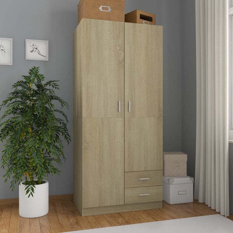 vidaXL sonoma tölgy színű szerelt fa ruhásszekrény 80 x 52 x 180 cm