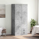 vidaXL betonszürke szerelt fa ruhásszekrény 80 x 52 x 180 cm