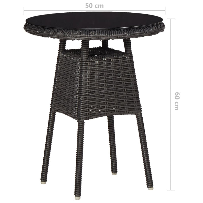 vidaXL 3 darabos fekete polyrattan kerti bisztrószett párnákkal