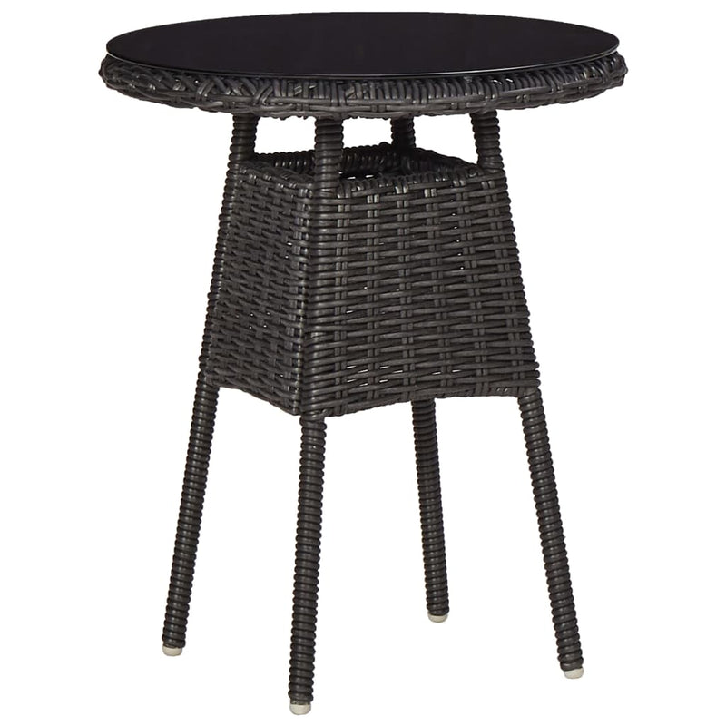 vidaXL 3 darabos fekete polyrattan kerti bisztrószett párnákkal