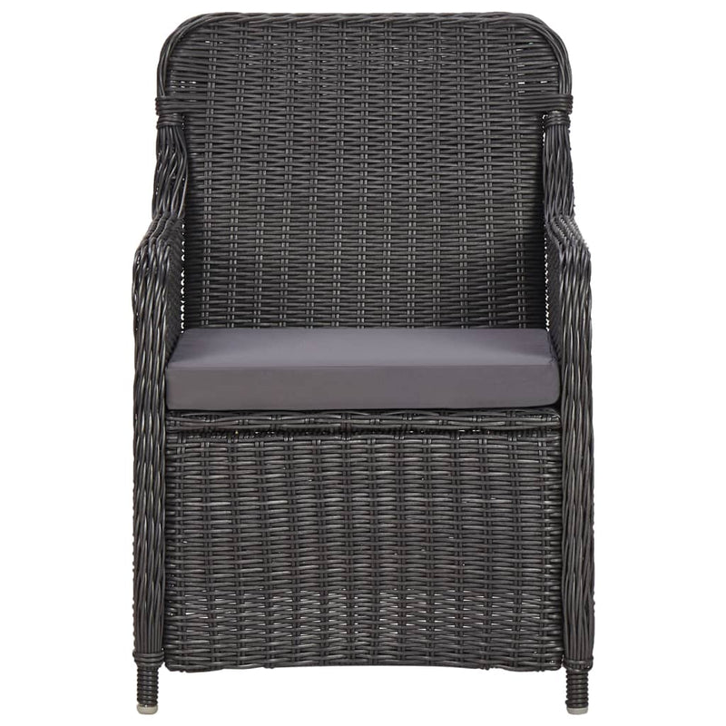 vidaXL 3 darabos fekete polyrattan kerti bisztrószett párnákkal