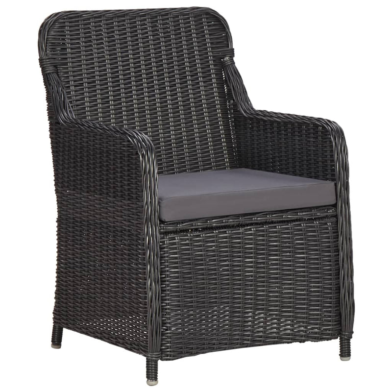vidaXL 3 darabos fekete polyrattan kerti bisztrószett párnákkal