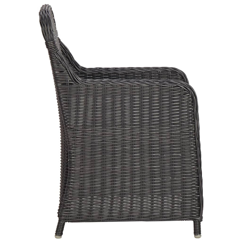 vidaXL 3 darabos fekete polyrattan kerti bisztrószett párnákkal