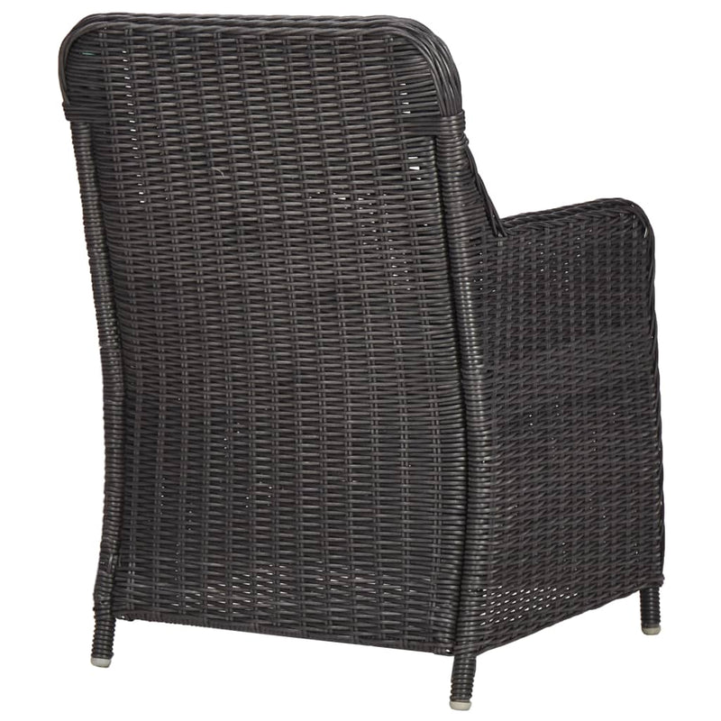 vidaXL 3 darabos fekete polyrattan kerti bisztrószett párnákkal
