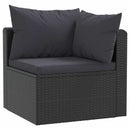 vidaXL 7-részes fekete polyrattan kerti társalgószett párnákkal