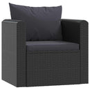 vidaXL 7-részes fekete polyrattan kerti társalgószett párnákkal