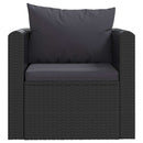 vidaXL 7-részes fekete polyrattan kerti társalgószett párnákkal