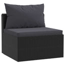 vidaXL 7-részes fekete polyrattan kerti társalgószett párnákkal