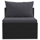 vidaXL 7-részes fekete polyrattan kerti társalgószett párnákkal