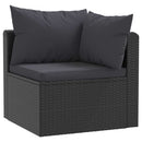 vidaXL 7-részes fekete polyrattan kerti társalgószett párnákkal
