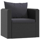 vidaXL 7-részes fekete polyrattan kerti társalgószett párnákkal