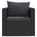 vidaXL 7-részes fekete polyrattan kerti társalgószett párnákkal