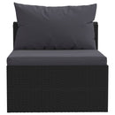 vidaXL 7-részes fekete polyrattan kerti társalgószett párnákkal