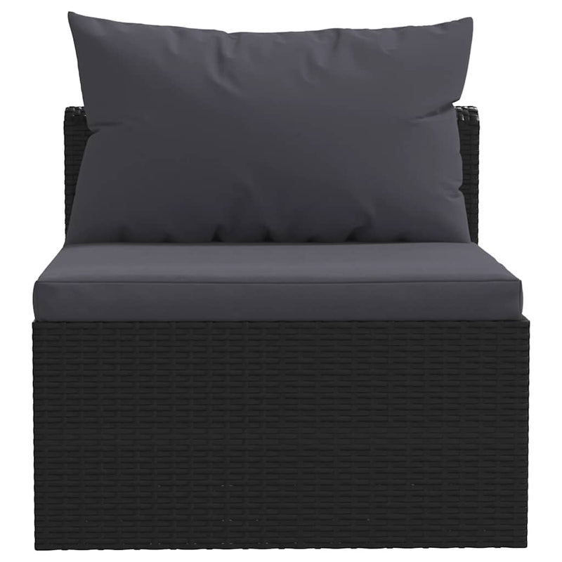 vidaXL 5 részes fekete polyrattan kerti társalgószett párnákkal
