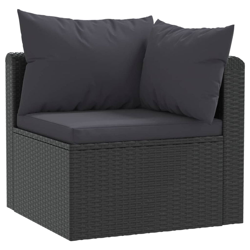 vidaXL 2-részes fekete polyrattan kerti ülőgarnitúra párnákkal