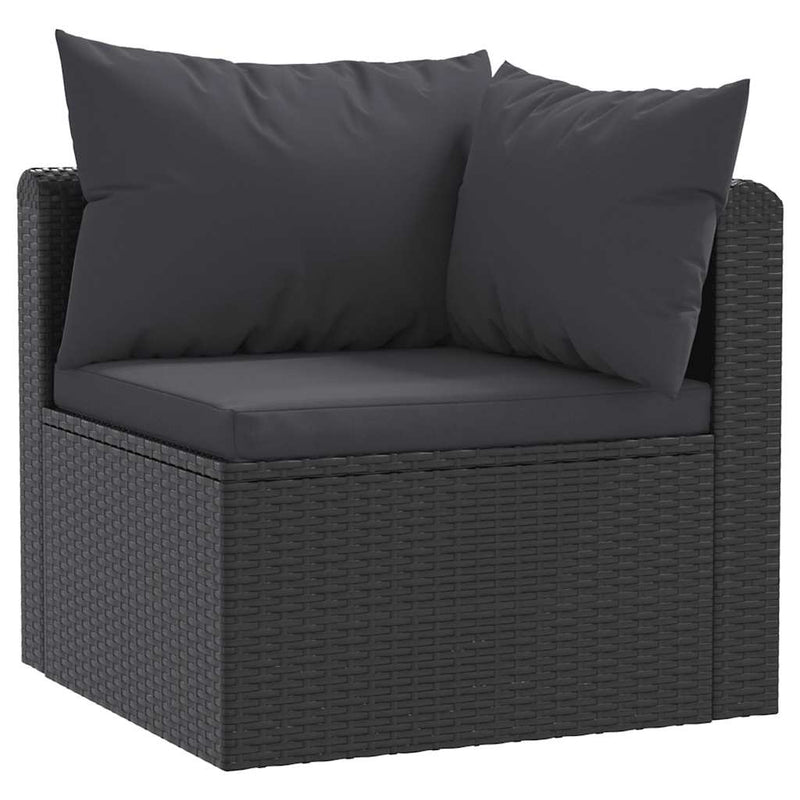 vidaXL 3 darabos fekete polyrattan kerti ülőgarnitúra párnákkal