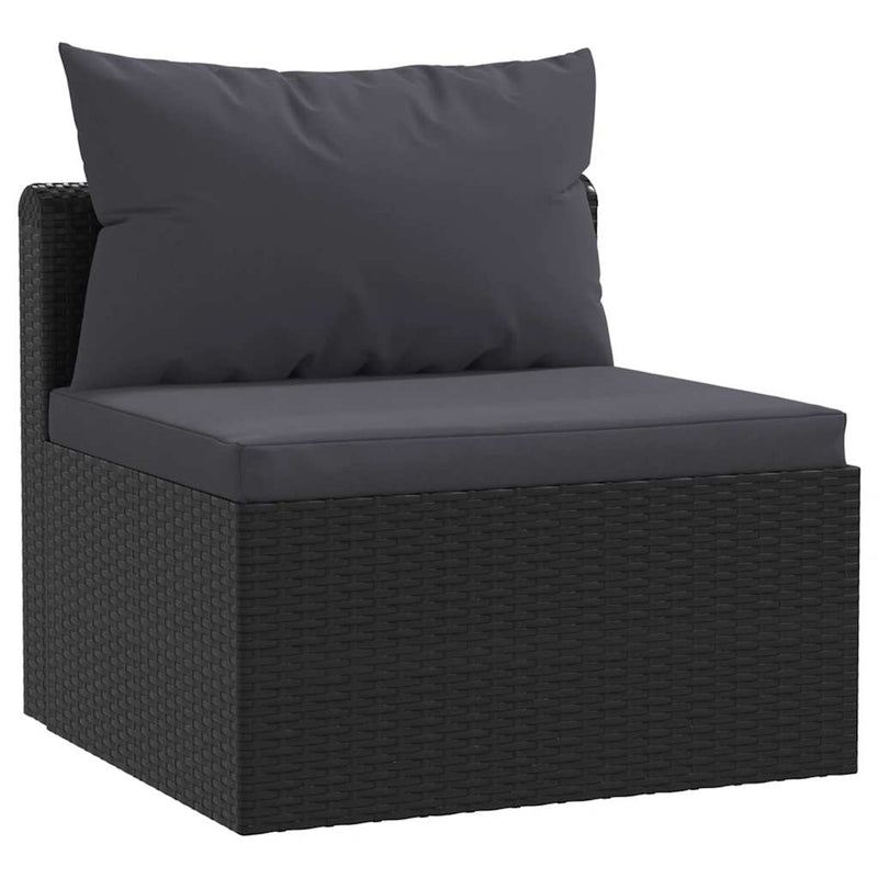 vidaXL 3 darabos fekete polyrattan kerti ülőgarnitúra párnákkal