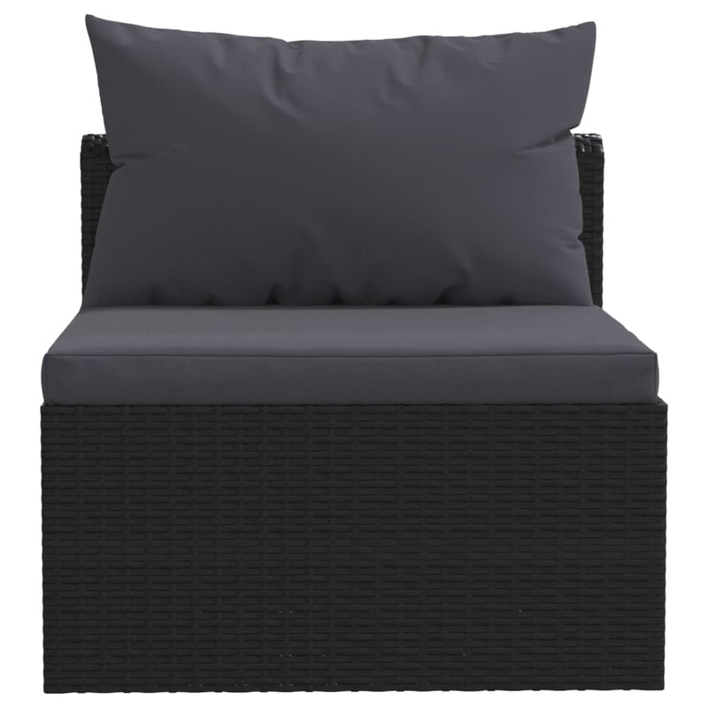 vidaXL 3 darabos fekete polyrattan kerti ülőgarnitúra párnákkal