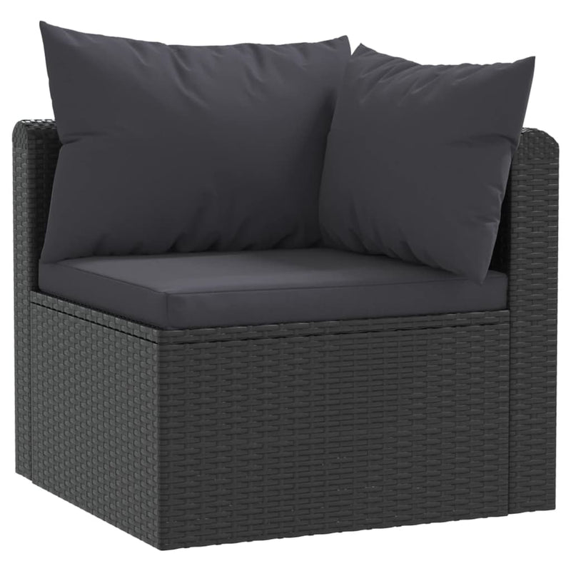 vidaXL 4-részes fekete polyrattan kerti ülőgarnitúra párnákkal