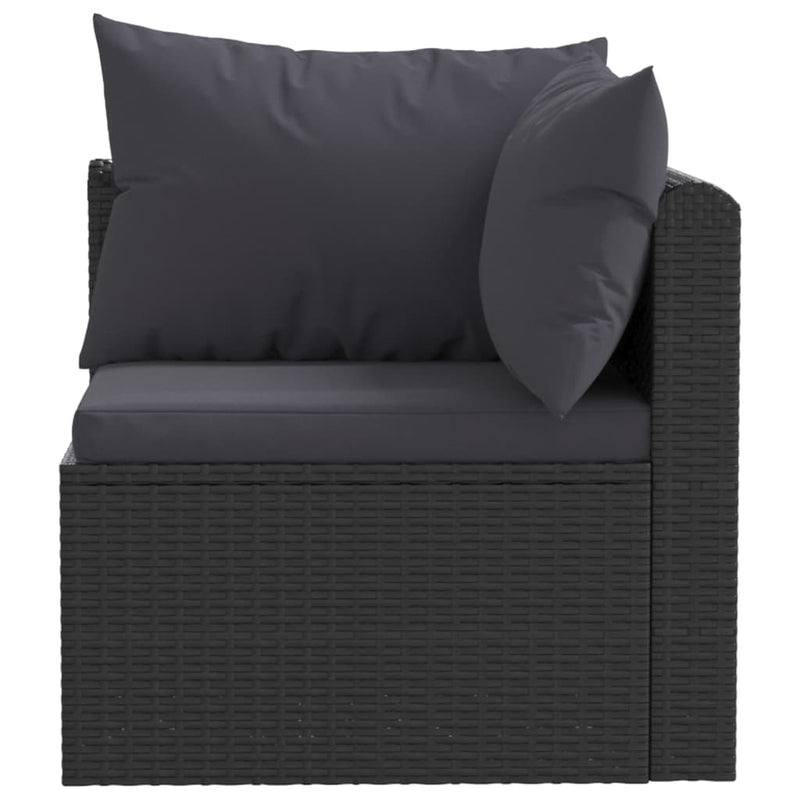 vidaXL 4-részes fekete polyrattan kerti ülőgarnitúra párnákkal