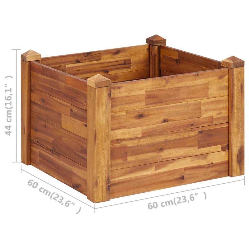 vidaXL tömör akácfa kerti magaságyás 60 x 60 x 44 cm
