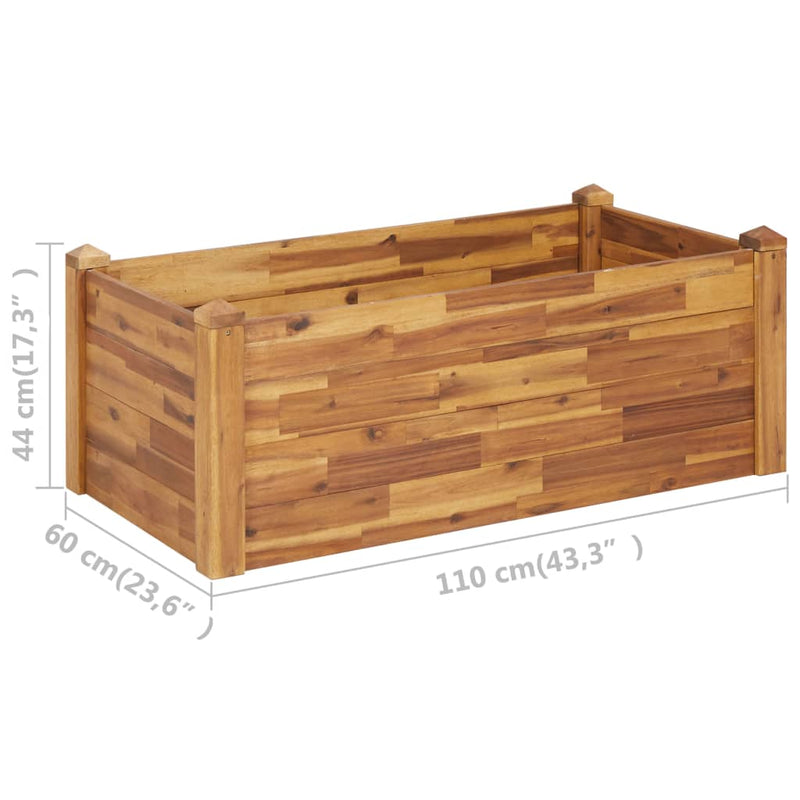 vidaXL tömör akácfa kerti magaságyás 110 x 60 x 44 cm