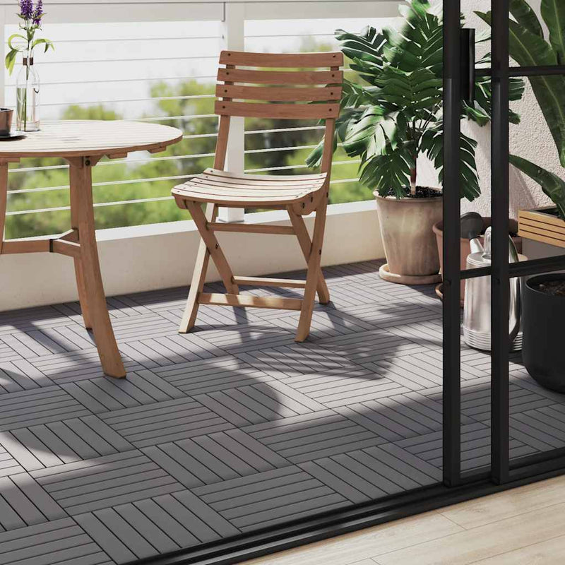 vidaXL 10 darab antikolt szürke tömör akácfa padlólap 30 x 30 cm
