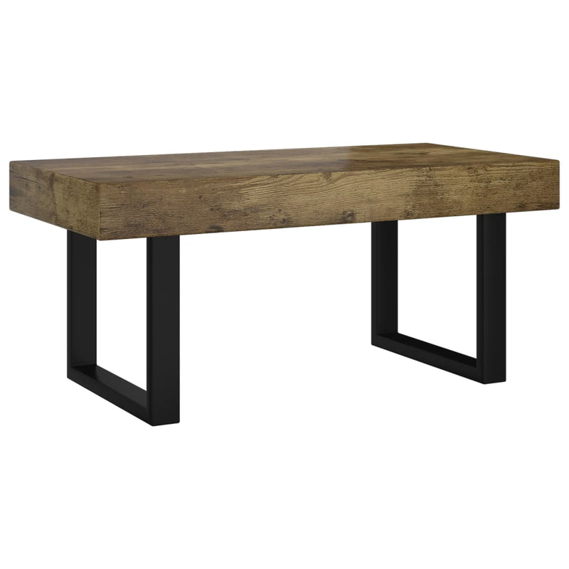 vidaXL sötétbarna és fekete MDF és vas dohányzóasztal 90x45x40 cm