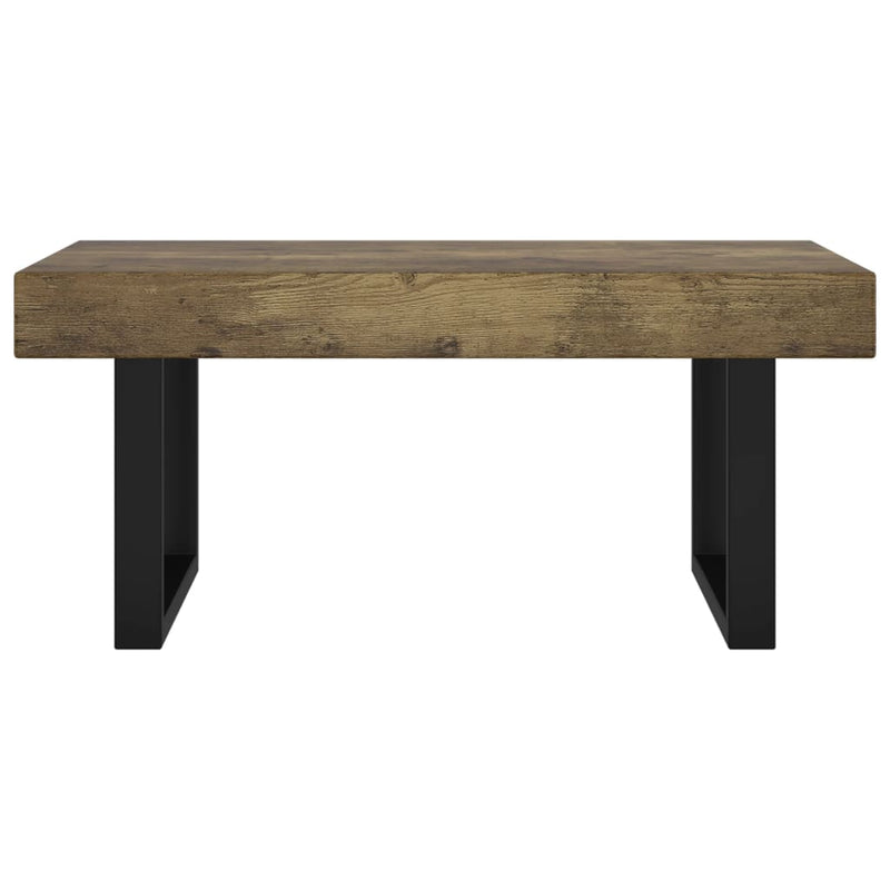 vidaXL sötétbarna és fekete MDF és vas dohányzóasztal 90x45x40 cm