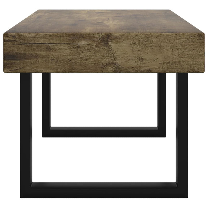 vidaXL sötétbarna és fekete MDF és vas dohányzóasztal 90x45x40 cm