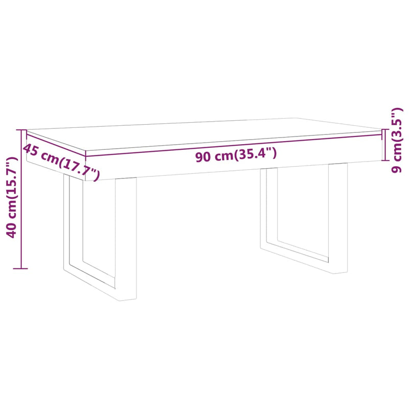 vidaXL sötétbarna és fekete MDF és vas dohányzóasztal 90x45x40 cm