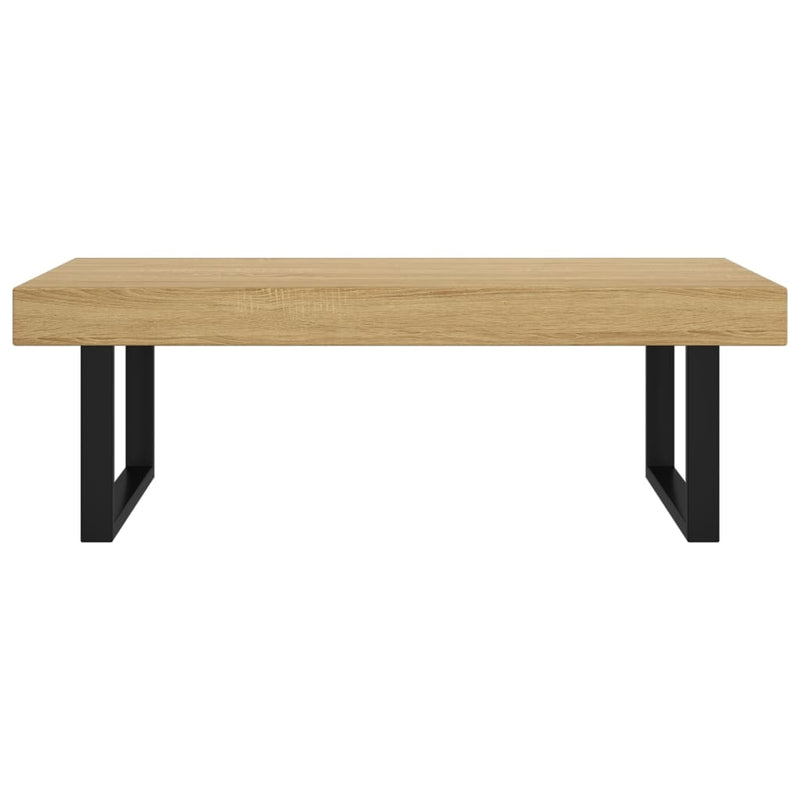 vidaXL világosbarna és fekete MDF és vas dohányzóasztal 120x60x40 cm