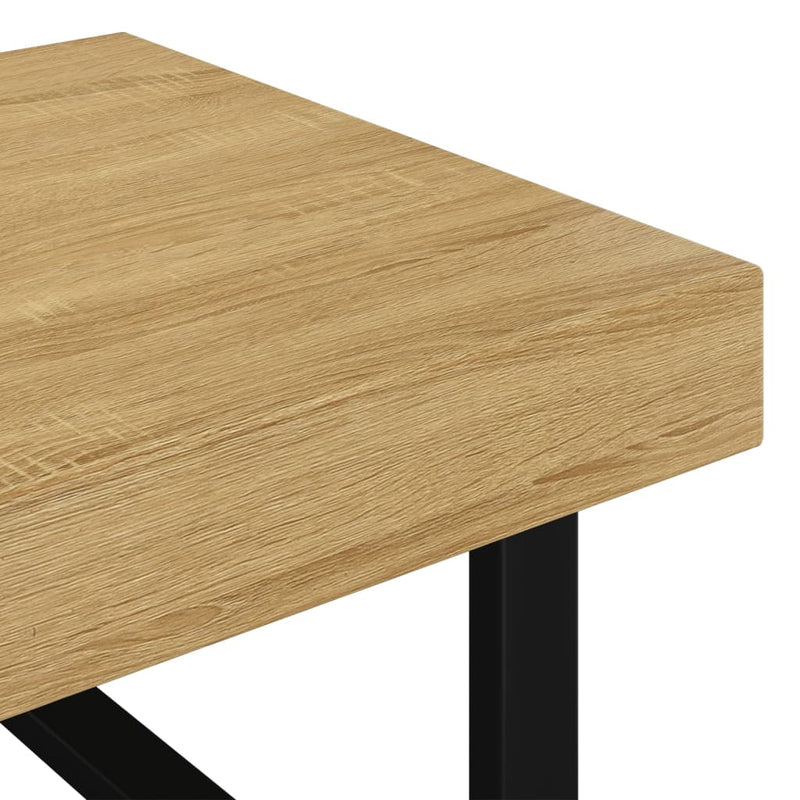 vidaXL világosbarna és fekete MDF és vas dohányzóasztal 120x60x40 cm