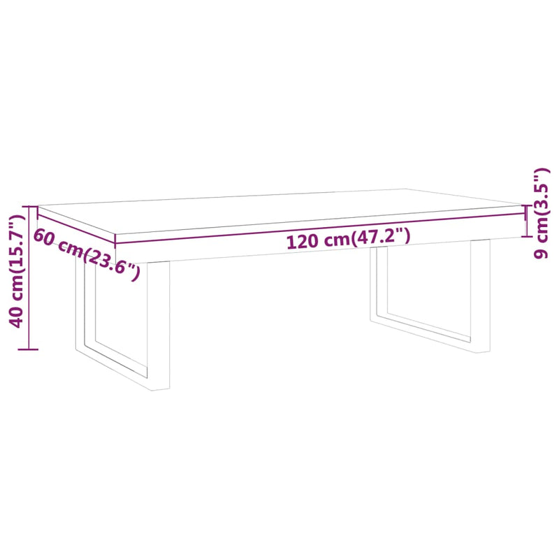 vidaXL világosbarna és fekete MDF és vas dohányzóasztal 120x60x40 cm