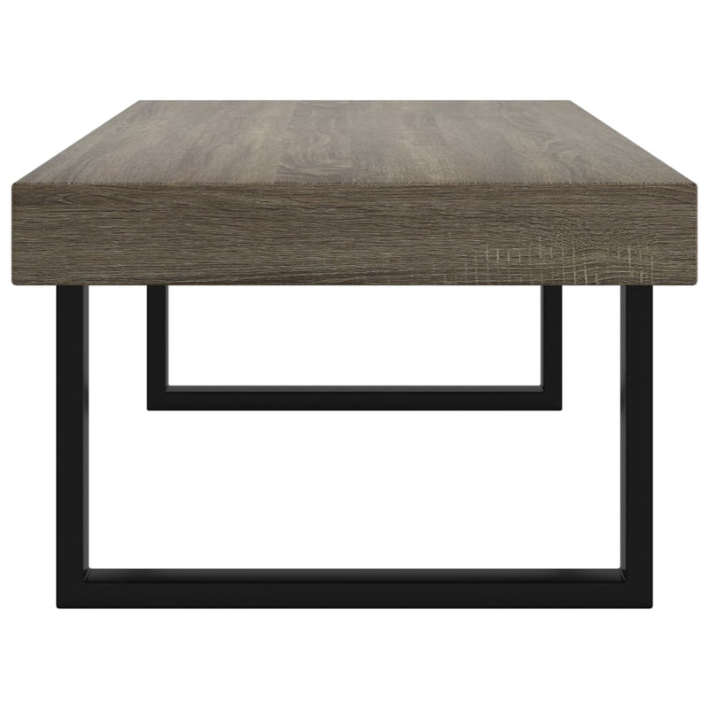 vidaXL szürke és fekete MDF és vas dohányzóasztal 120x60x40 cm