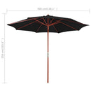 vidaXL fekete napernyő farúddal 300 x 258 cm