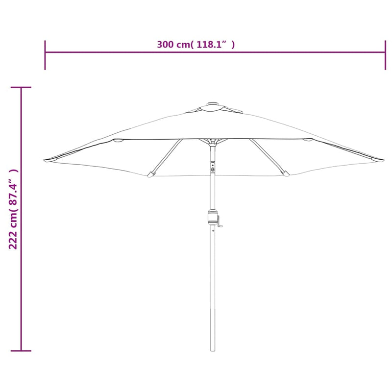 vidaXL fekete kültéri napernyő fémrúddal 300 cm