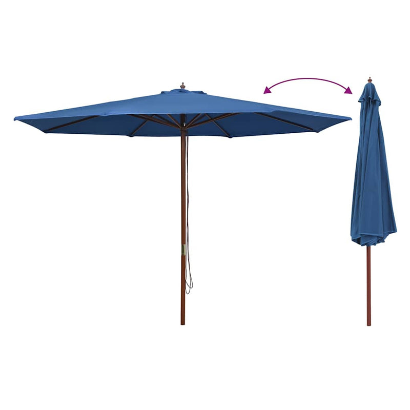 vidaXL kék kültéri napernyő farúddal 350 cm