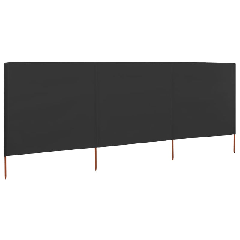 vidaXL 3 paneles antracitszürke szövet szélfogó 400 x 80 cm